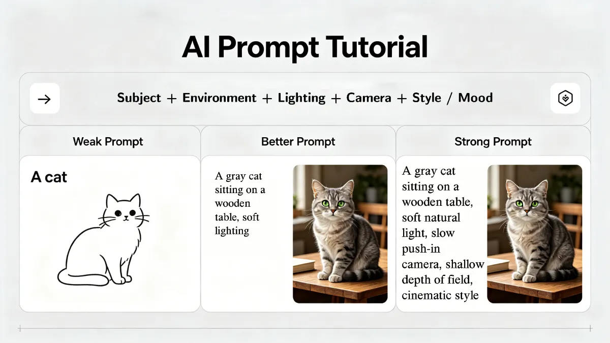 Wan 3.0 prompt comparison — weak vs strong output quality