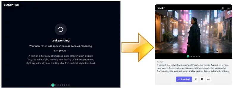 Wan 3.0 generation output and download workflow